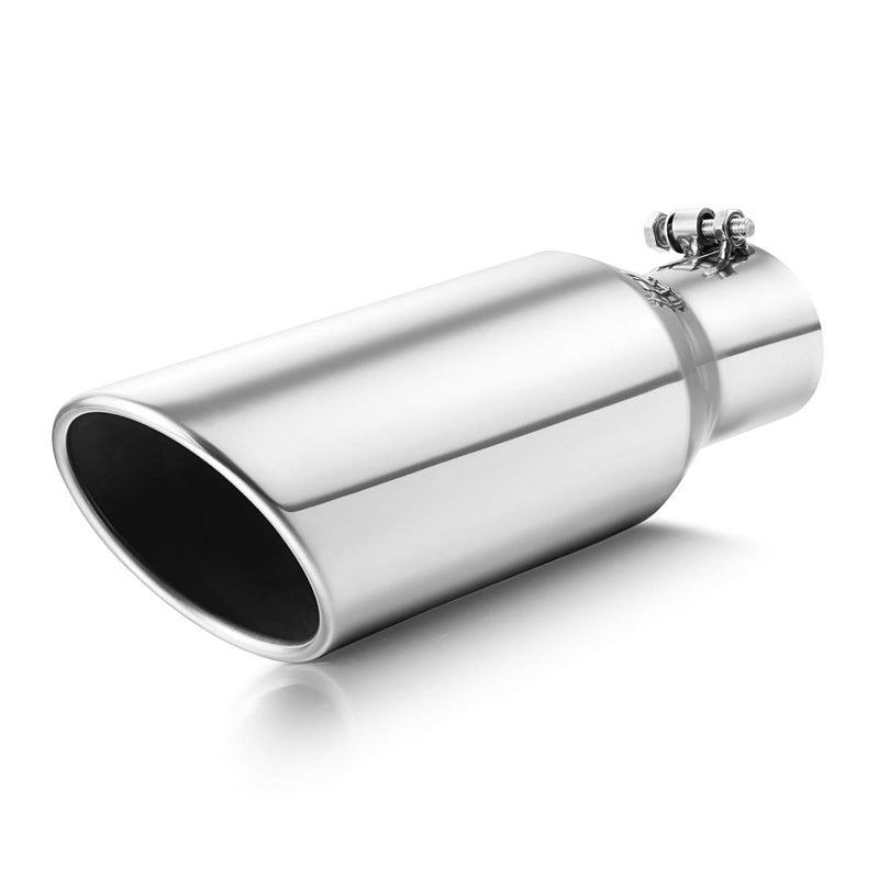 A-KARCK Exhaust Tip 2.5 Inch Inlet, 2.5â€ Inlet 4â€ Outlet 12â€ Long Stainless Steel Polished Finish Muffler Tip For Car Tailpipe, Bolt On Design - Image 1